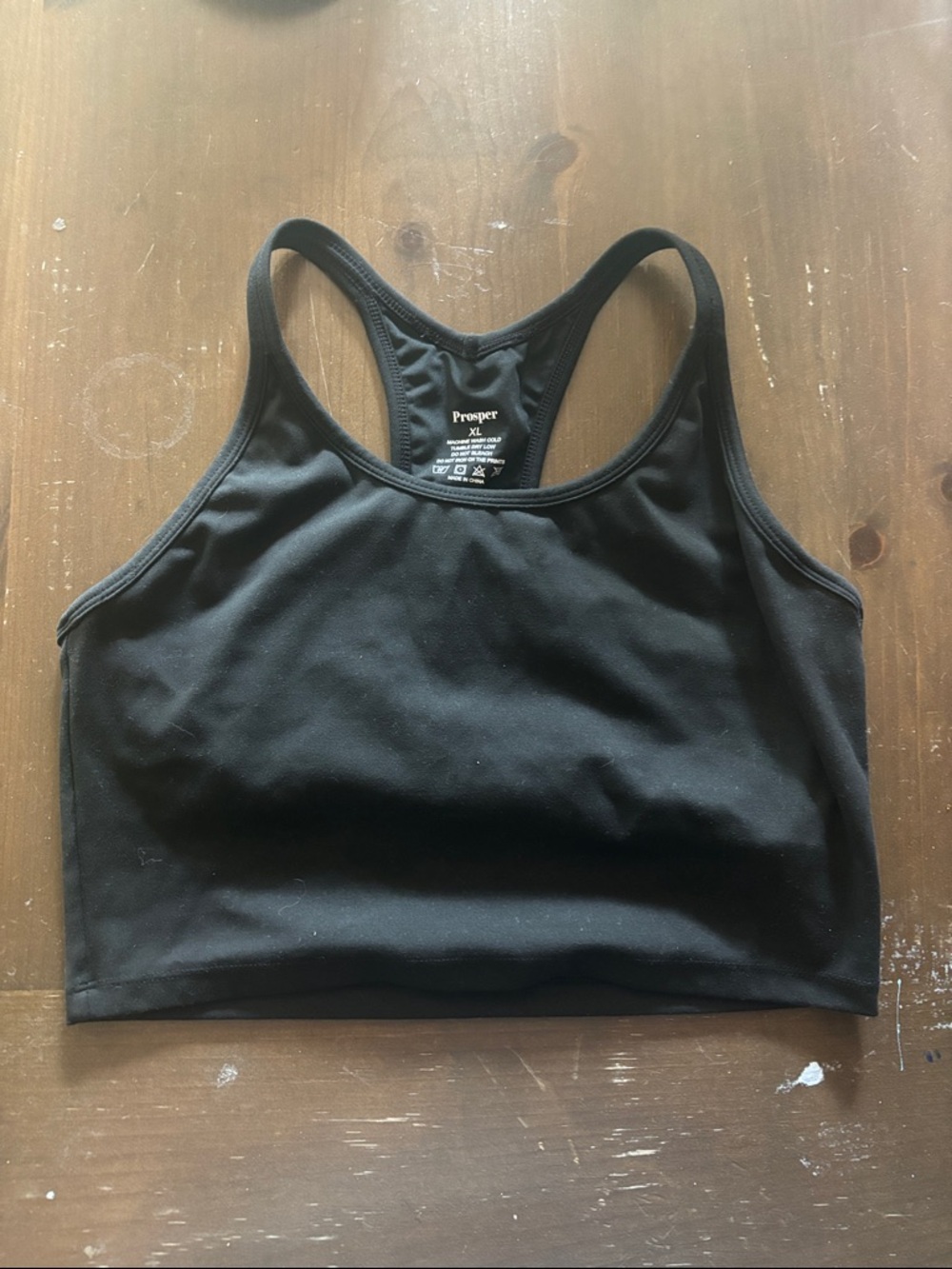 Black Racerback Crop Sports Bra - XL